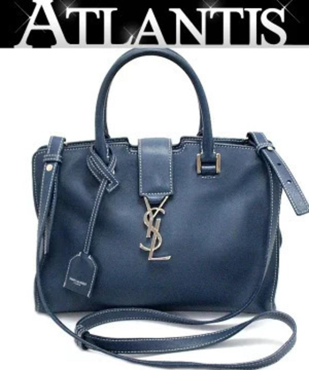 Saint Laurent Paris Baby Cabas Bag Leather Blue